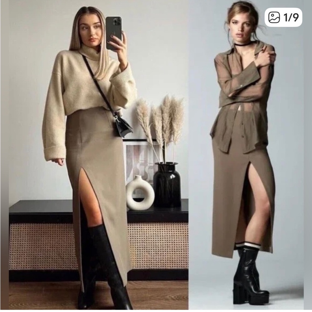 Zara bloggers Favorite Brown Midi Skirt